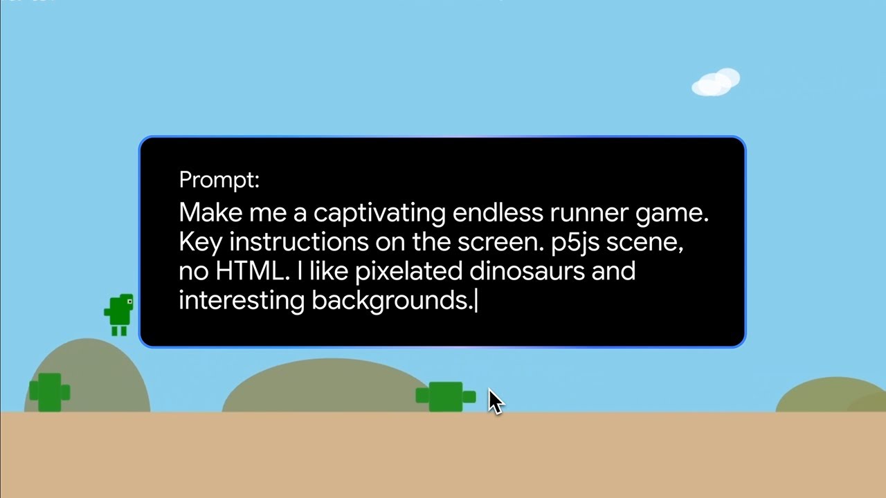Gemini 2.5: Create your own dinosaur game from a single line prompt