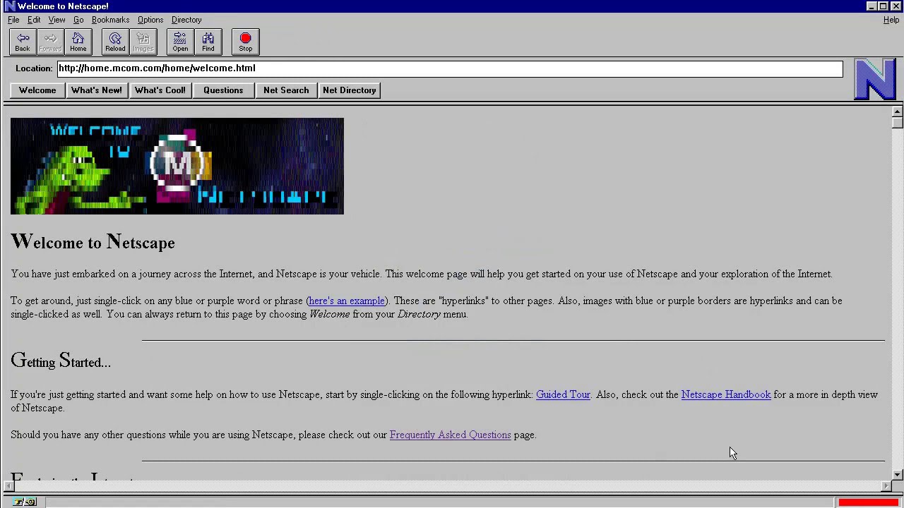Netscape Navigator 1.0 in 1994