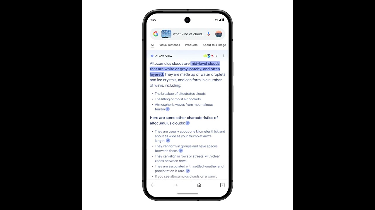 Integração do Google Lens com o recurso AI Overviews