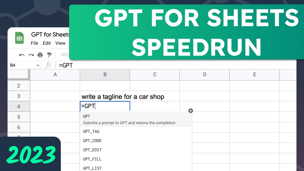 Speedrun of GPT for Sheets 2023