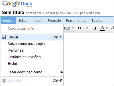 Imagem relacionada a Google Docs ganha Barra de Menus