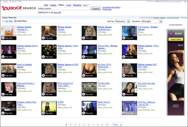 Imagem relacionada a Busca de vídeos do Yahoo! agora possui exibição de resultados em grade