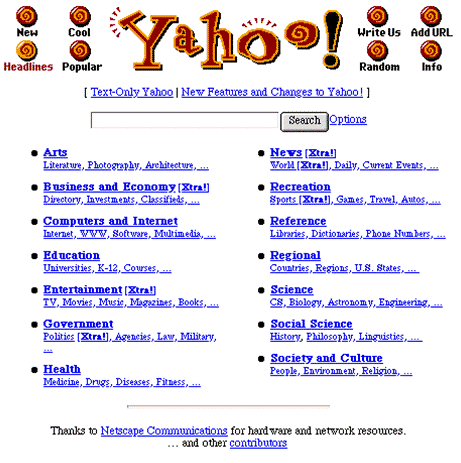 Imagem relacionada a A evolução da home page do Yahoo!
