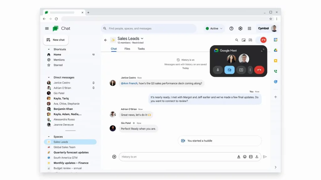Imagem relacionada a Google Chat ganha novo design, conversas de áudio e Duet AI
