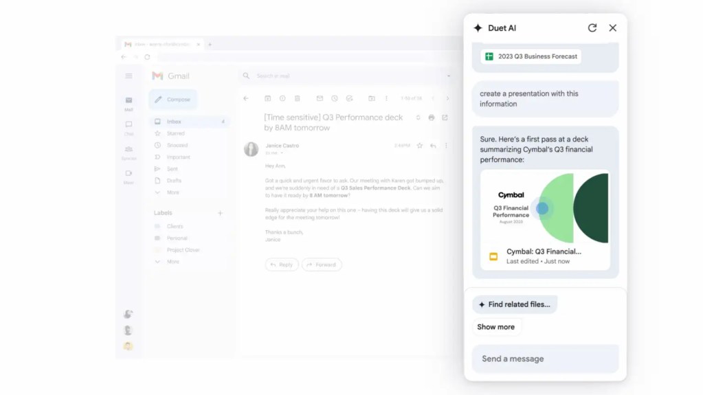 Imagem relacionada a Google anuncia testes de painel lateral para o Duet AI no Workspace Labs