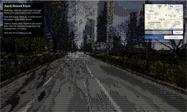 Imagem relacionada a Google Street View em ASCII