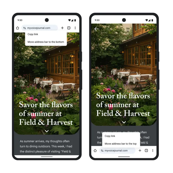 Imagem relacionada a Chrome no Android agora permite mover a barra de endereços para a parte inferior da tela