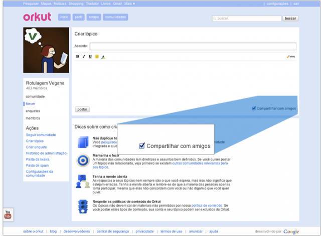 Imagem relacionada a Novidades no Orkut: compartilhar posts e principais tópicos em comunidades