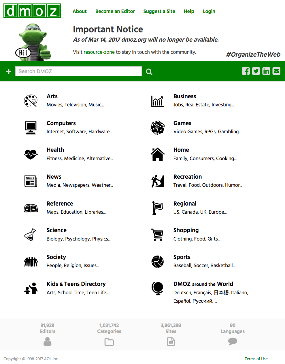 Imagem relacionada a DMOZ, o diretório aberto da internet, será encerrado após 18 anos