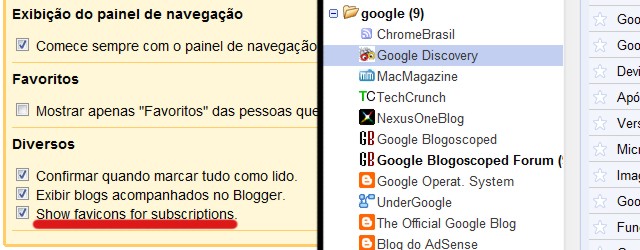 Imagem relacionada a Google Reader ganha menu drop down e exibição de favicons