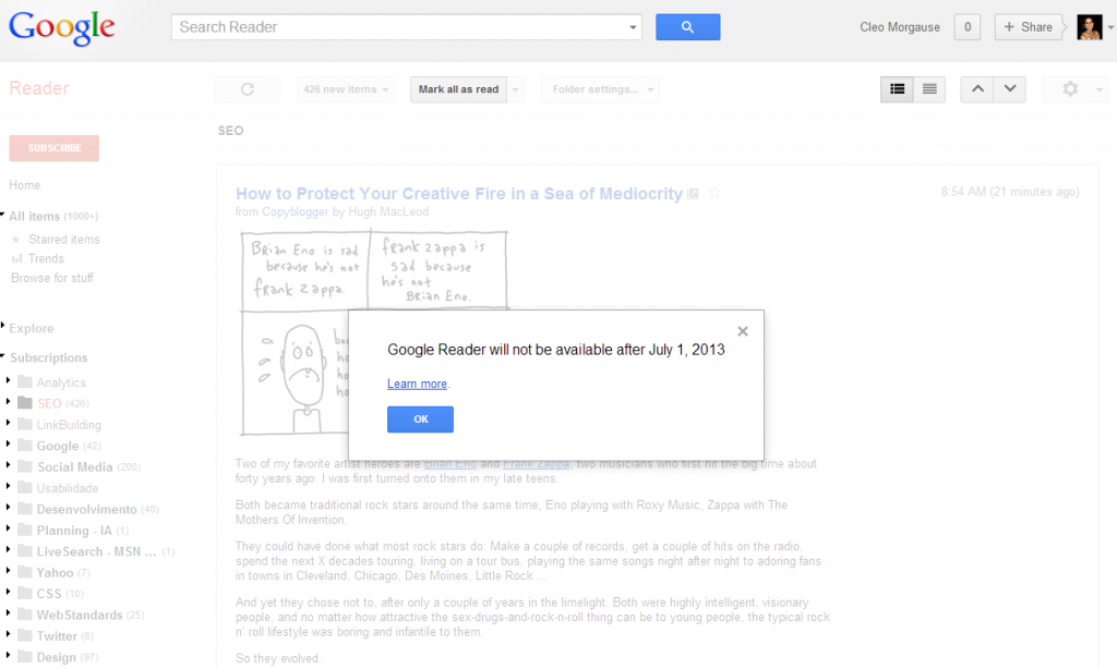Fim do Google Reader