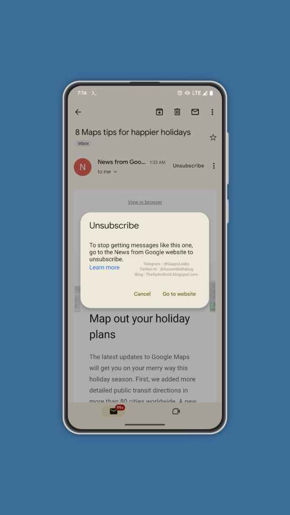 Imagem relacionada a Gmail para Android facilitará o cancelamento de assinaturas de emails