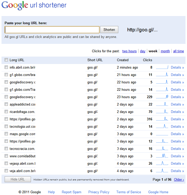 Imagem relacionada a goo.gl permite que usuários ocultem URLs de suas contas