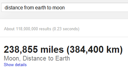google-distancia-lua Imagem relacionada a Google testa nova interface com painel de informações e respostas rápidas