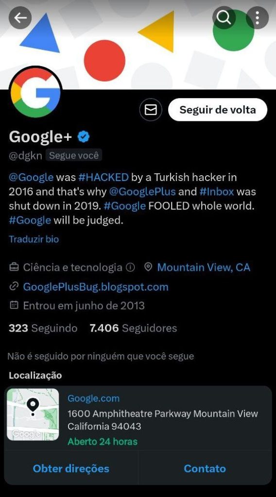 Imagem relacionada a Perfil falso do Google ganha selo de verificação no Twitter