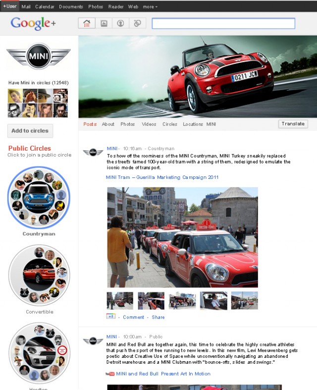 Imagem relacionada a Mashable mostra conceito de interface para perfis de empresas no Google+