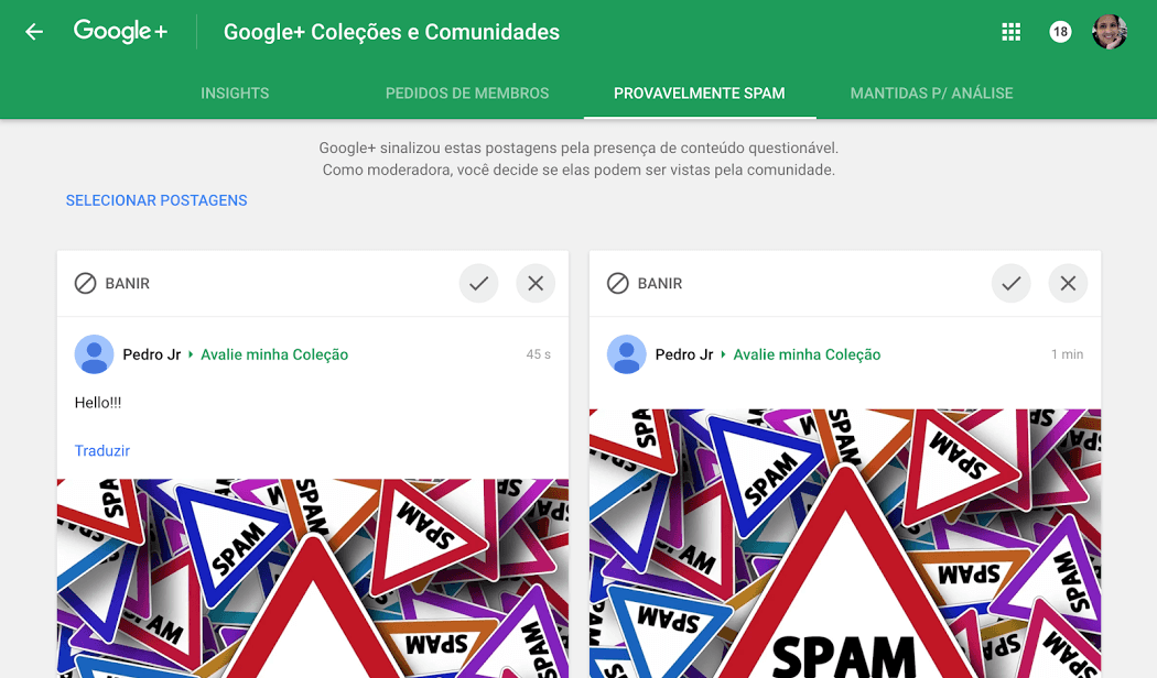 Imagem relacionada a Google+ ganha moderação em massa nas comunidades