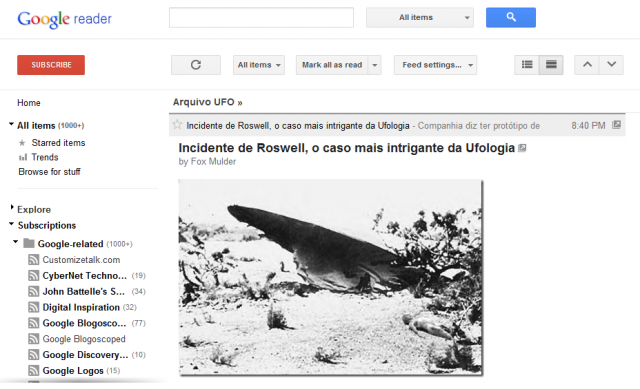 google-reader Imagem relacionada a Google Reader estreia sua nova interface