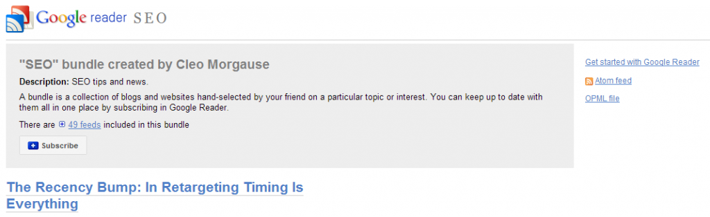 Top notícias de SEO pelo Google Reader da Cléo Morgause