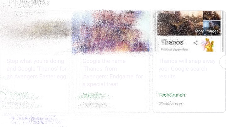 Imagem relacionada a Manopla de Thanos transforma resultados do Google em cinzas