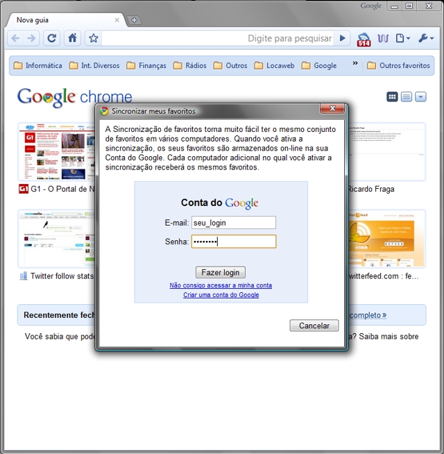 Google Chrome - Sincronizador de Favoritos Imagem relacionada a Liberada a versão final do Google Chrome 4.0