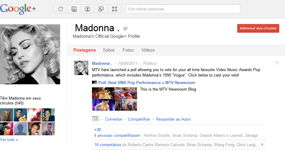 Imagem relacionada a Celebridades aderem ao Google+