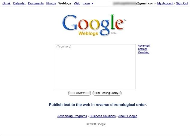 Imagem relacionada a Blogger anuncia Google Weblogs (beta)