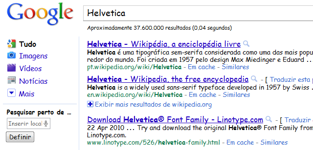 Imagem relacionada a Google experimenta resultados em Helvetica e Comic Sans