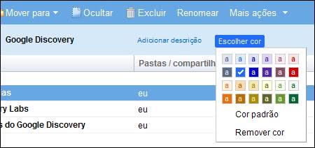 Imagem relacionada a Google Docs permite escolher cores para as pastas