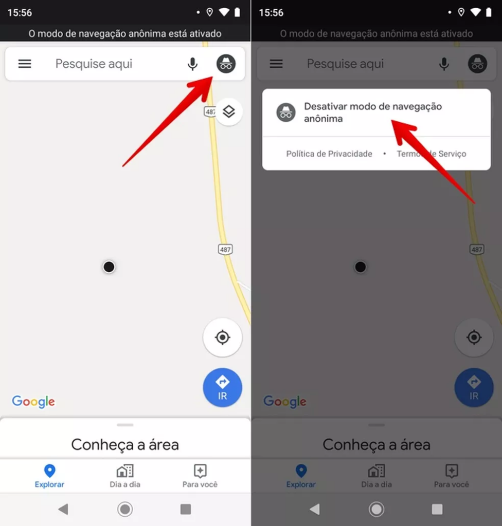 Imagem relacionada a Como ativar a navegação anônima no Google Maps