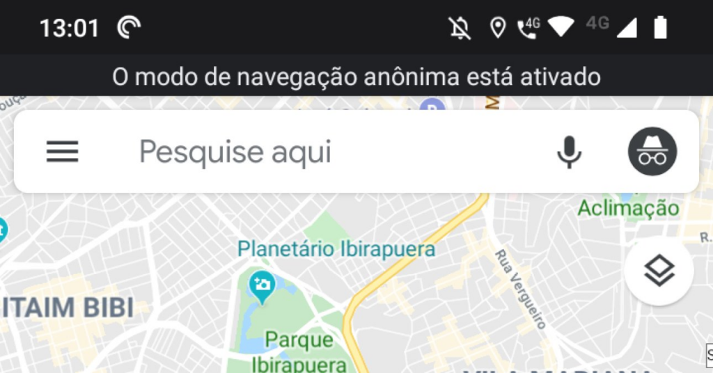 Imagem relacionada a Como ativar a navegação anônima no Google Maps