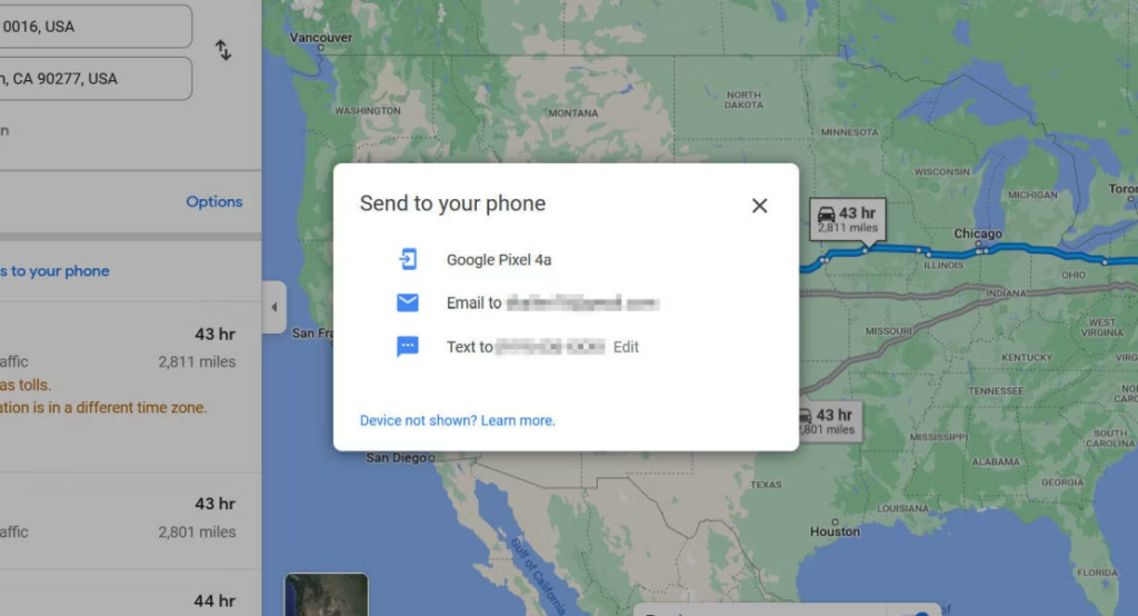 Imagem relacionada a Como enviar rotas do Google Maps para o seu telefone