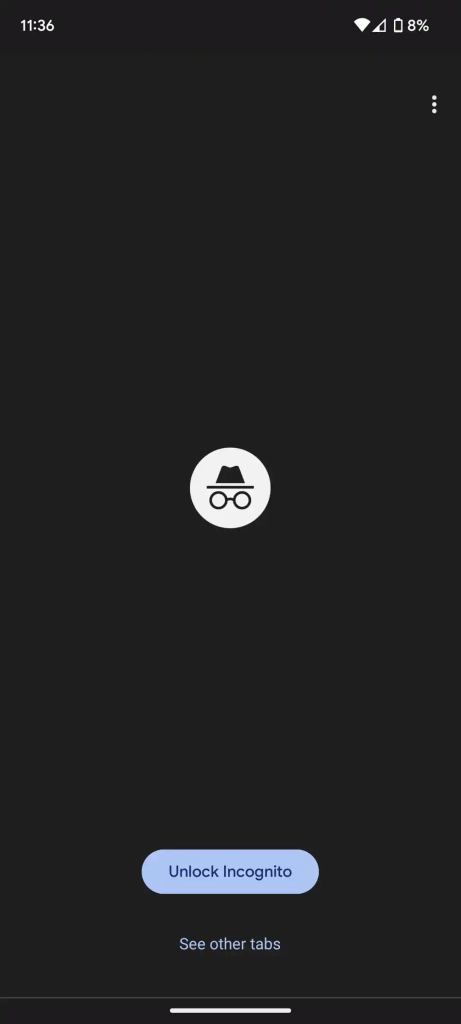 Imagem relacionada a Chrome para Android agora permite bloquear sessões anônimas com senha ou biometria