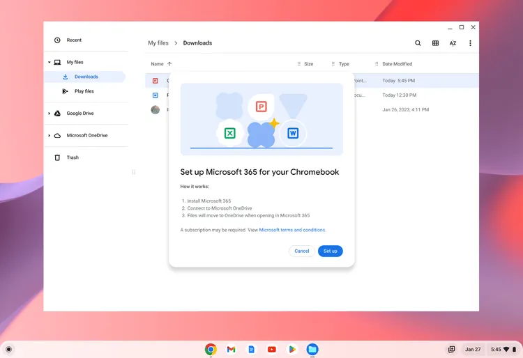 Imagem relacionada a Google está integrando o Microsoft 365 ao ChromeOS