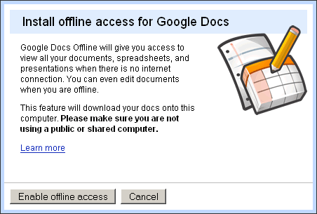 Google Docs Offline Google Gears