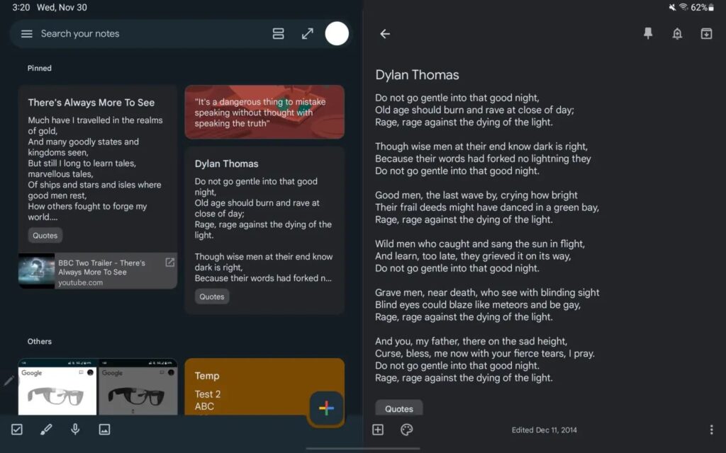 Imagem relacionada a Google Keep ganha nova interface em tablets Android