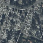 Imagem relacionada a Google Maps mostra a devastação dos incêndios na Califórnia