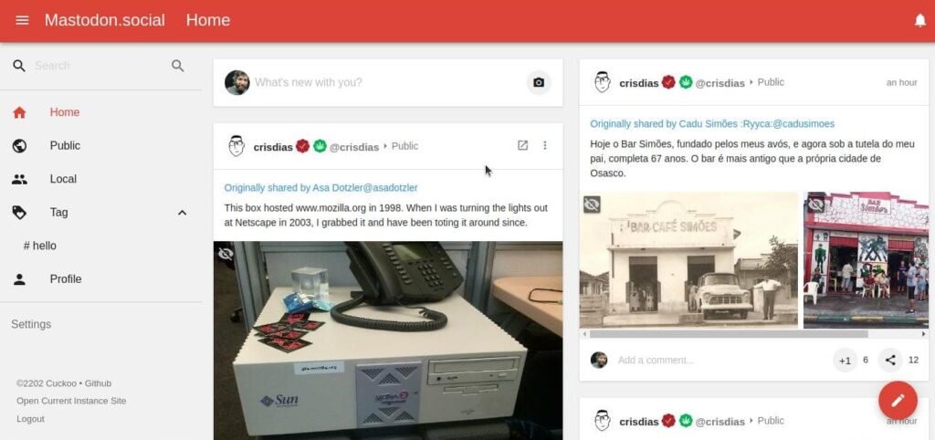 Imagem relacionada a Instância do Mastodon parece com o Google+