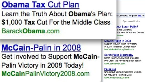 mccainobamasearchads Imagem relacionada a John McCain e Barack Obama compram anúncios no Google