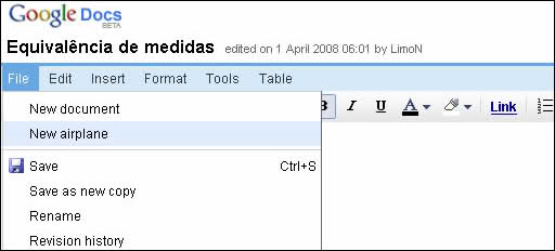 Imagem relacionada a Mais uma no Google Docs: outra brincadeira de primeiro de abril?