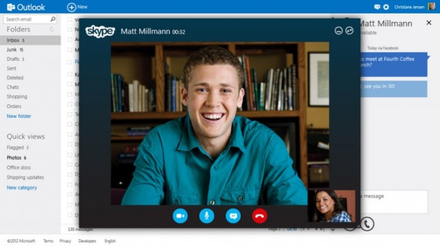 outlook-skype Imagem relacionada a Microsoft mostra detalhes do Outlook, o sucessor do Hotmail