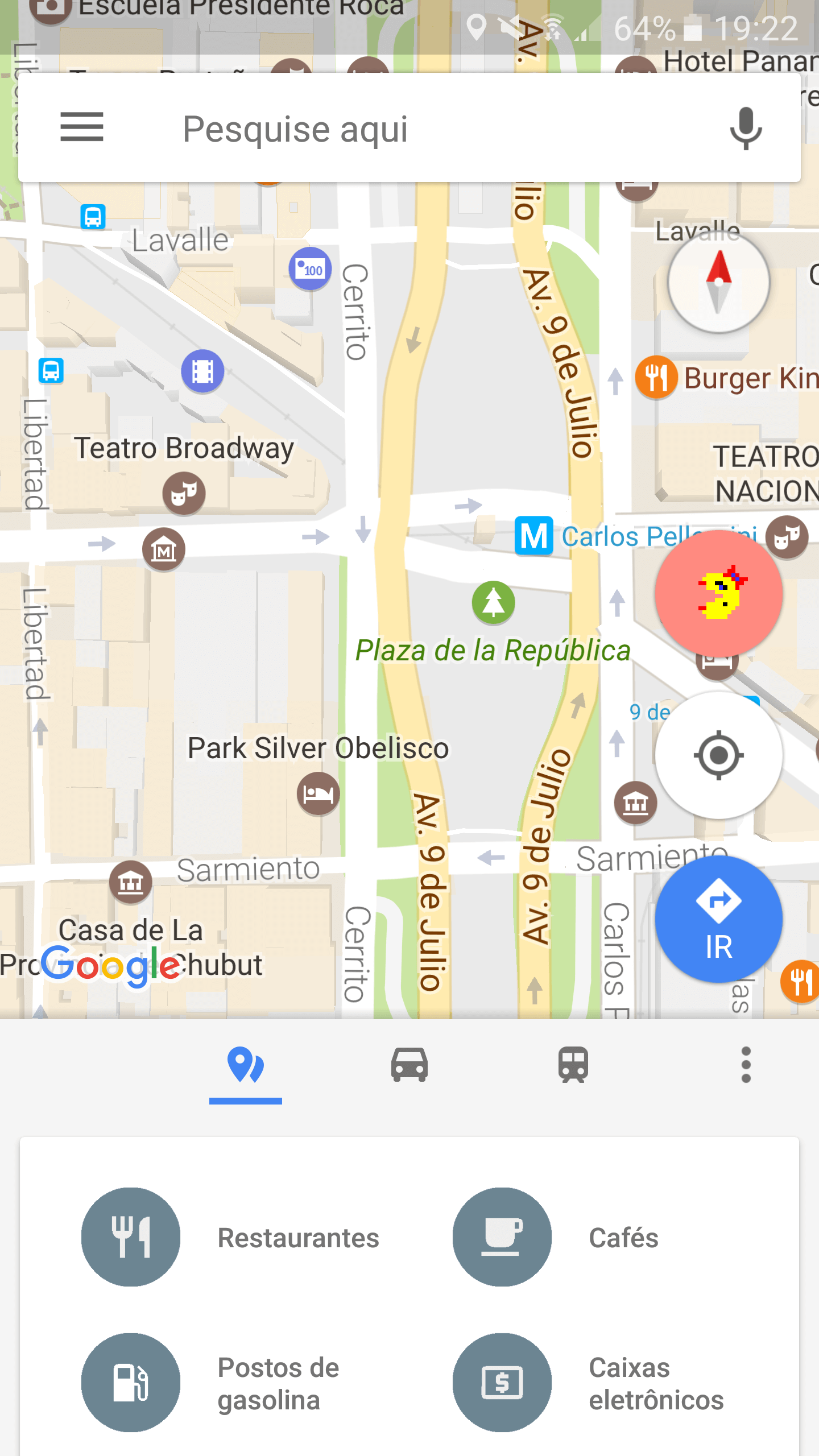 Imagem relacionada a Pac-Maps: Google Maps ganha versão com Ms. Pac-Man