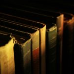sunlit row of vintage books