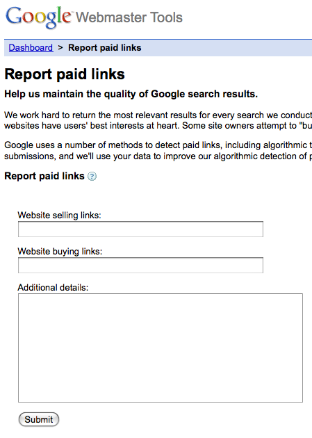 Formulário de Reportar Spam