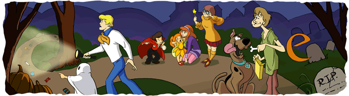 Imagem relacionada a Google envolve Scooby-Doo em Doodle do Dia das Bruxas