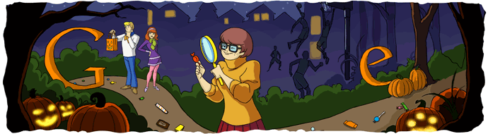 Imagem relacionada a Google envolve Scooby-Doo em Doodle do Dia das Bruxas