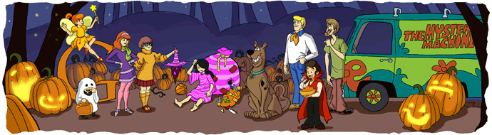 Imagem relacionada a Google envolve Scooby-Doo em Doodle do Dia das Bruxas