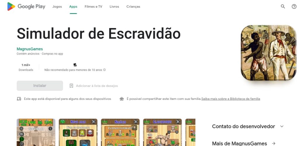Imagem relacionada a Google Play é criticado por permitir jogo de 'Simulador de Escravidão'